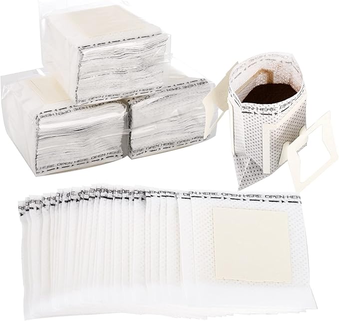 Frcctre 200 Pcs Coffee Filter Paper Bag, Portable Disposable Hanging Ear Drip Coffee Bags Single Serve Drip Filter Bags for Home Office Travel Camping