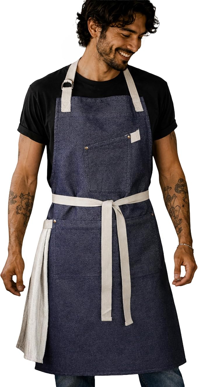 100% Cotton Printed Kitchen Apron with 2 Pockets for Men and Women – Adjustable Chef Apron - Machine Washable by Unknown