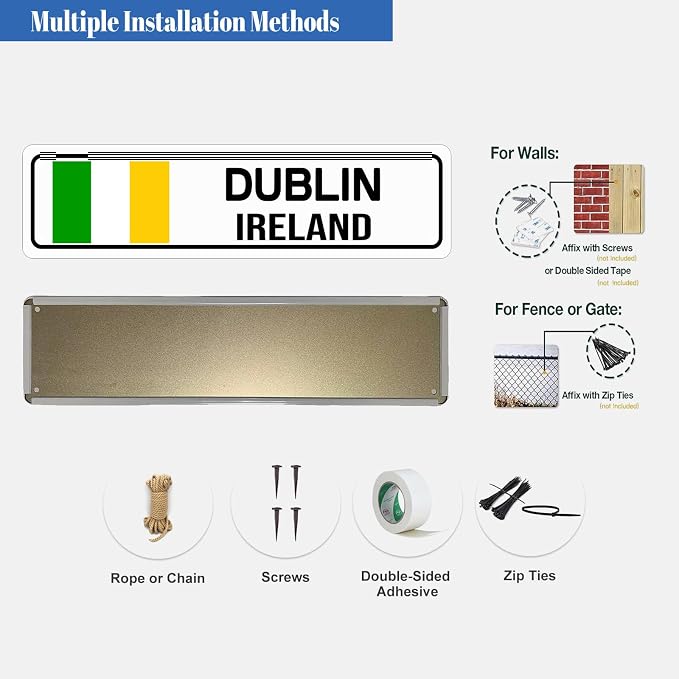 Dublin Ireland Sign Metal Tin Signs Street Road Sign for Cafes Bar Pub Beer Club Wall Home Decor 16X4 Inches - Image 4