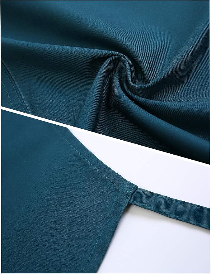 NEWGEM 100% Cotton Cross Back Apron for Women with 2 Pockets - Adjustable Button Straps Pinafore, No Neck Pain Kitchen Chef Apron for Waitress, Barista, Florist (Dark Green) - Image 5