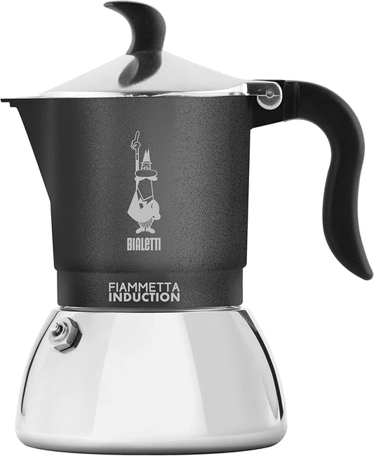 Bialetti Fiammetta Moka Pot – 4 Cup Espresso Maker – Grey Italian Stovetop Coffee Maker – Compatible with Induction Hobs