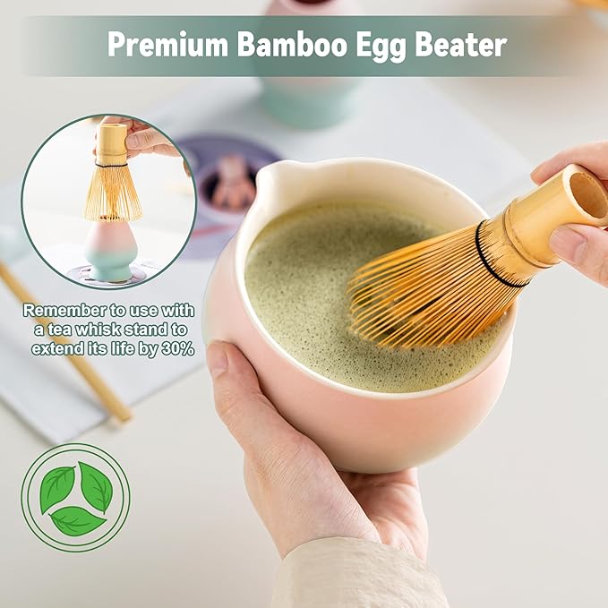 Matcha Whisk Set with Ceramic Matcha Bowl-7PCS, Matcha Kit Gifts for Tea Lovers Valentine's Day,Birthday Gift for Women Men Friend,Home Kitchen Decor