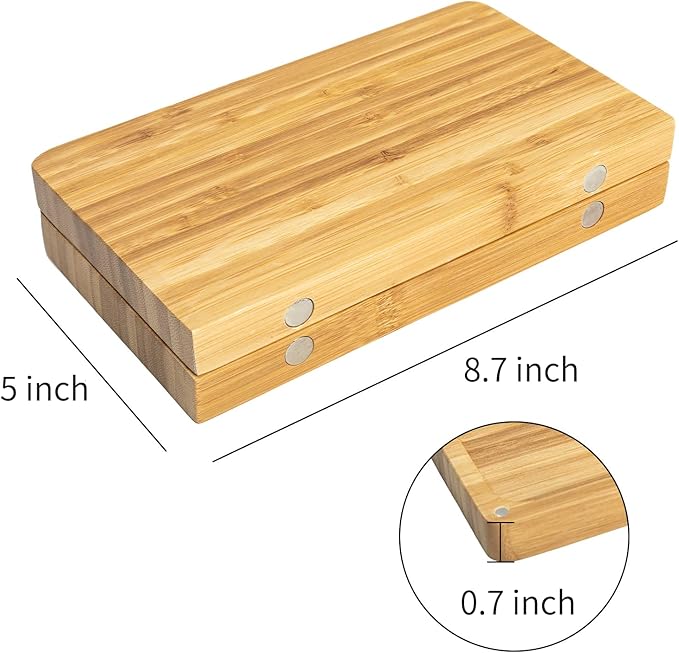 Foldable Bamboo Tray with Magnetic Lid - Easy to Clean - Portable, Perfect for Home Storage or Travel, Decorative-Tray - Gifts for Him