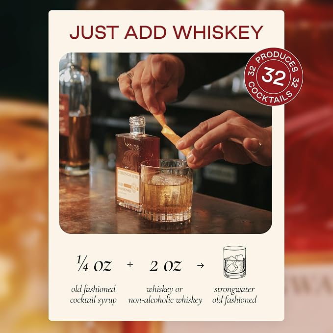 Strongwater Maple Pecan Old Fashioned Craft Cocktail Mixer - Makes 32 Cocktails - Handcrafted Old Fashioned Syrup with Pecan, Maple Syrup & Cherry - Just Mix with Bourbon or Whiskey - Image 6