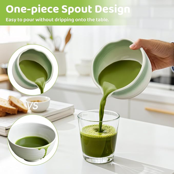 8PCS Matcha Whisk Set, Ceramic Matcha Kit Set, Japanese Tea Ceremony Tools with Matcha Bowl, Spoon, Bamboo Whisk, Holder, Sifter, Tea Cloth, Scoop and Scoop Stand (Dark Green and White)