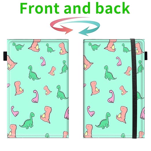 Server Books for Waitress, 5x9 Inch Waitstaff Server Order Pads, 11 Large Pockets, Cute PU Leather Waitress Book Server Wallet with Elastic Band Fit Server Apron,Cute Dinosaur - Image 2