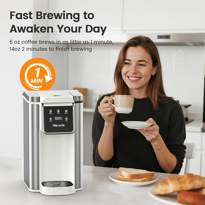 Single Serve Coffee Maker for K-Cup Pod & Grounds, Hot and Iced Coffee Maker, Strong Button Feature, 6 to 14oz Brew Sizes, 50oz Removable Reservoir, Fit 6.5" Mugs, Stainless Steel, White