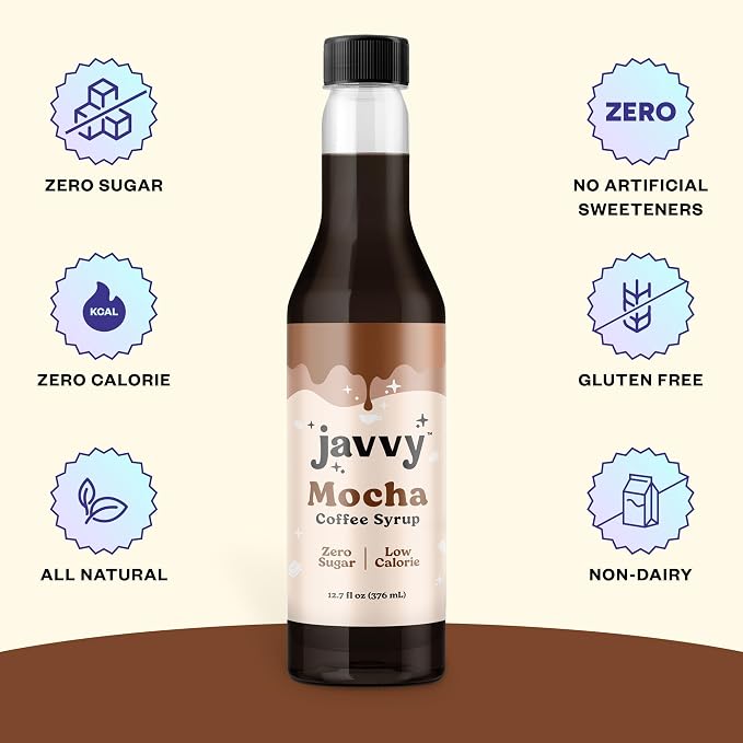 Javvy Coffee Syrup - Zero Sugar, Zero Calorie, Coffee Flavoring Syrup, Coffee Bar Accessories - Great for Flavoring All Types of Drinks – Mocha - Image 4