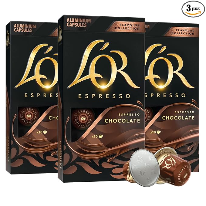 L'OR Espresso Capsules, 30 Count Chocolate, Single-Serve Aluminum Coffee Capsules Compatible with the L'OR BARISTA System & *Nespresso Original Machines, 30 Count (Pack of 30)