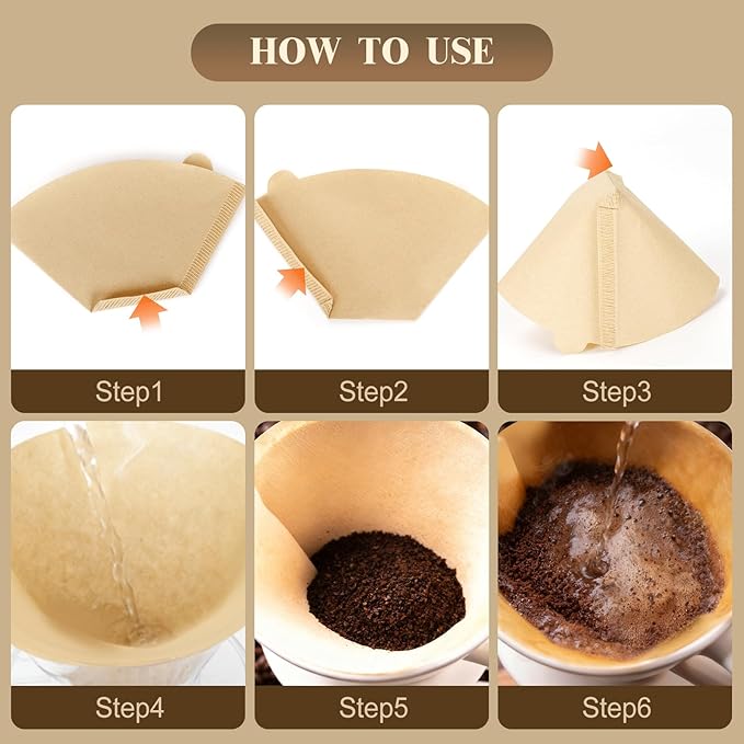 250 Count #2 Coffee Filters 2-4 Cup, Premiun Unbleached Natural Coffee Paper Filters, No Blowout, Disposable Coffee Filter Cone Paper for Pour Over and Drip Coffee Maker