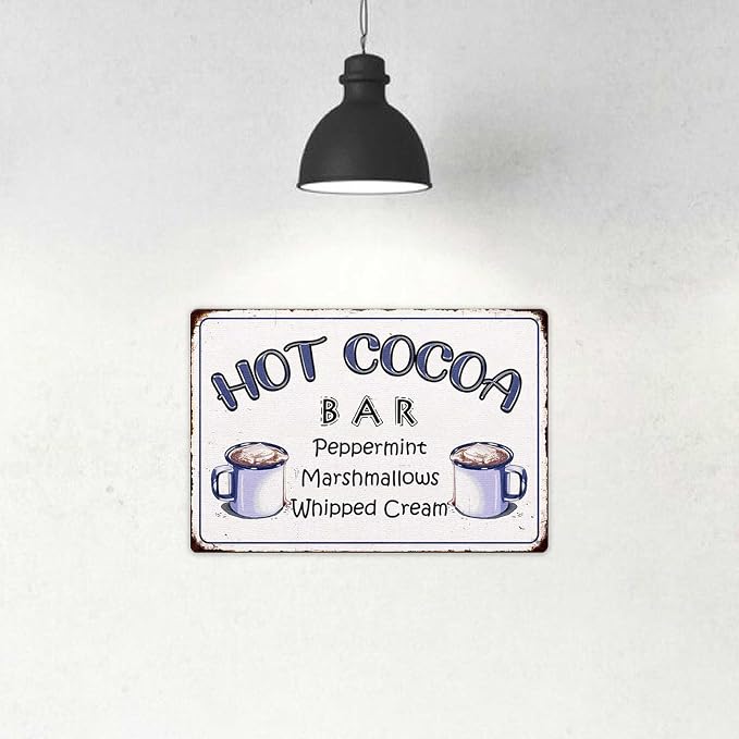 Peppermint Marshmallows & Whipped Cream Metal Sign - Vintage Home Wall Decor For Coffee Bar Corner Station 8X12 Inch Christmas Decorations - Image 3