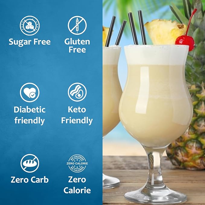 Syruvia Sugar Free Pina Colada Syrup, Flavored Syrup for Cocktails, Drinks, Lemonades, Iced Teas, and Desserts – 25.4 fl oz
