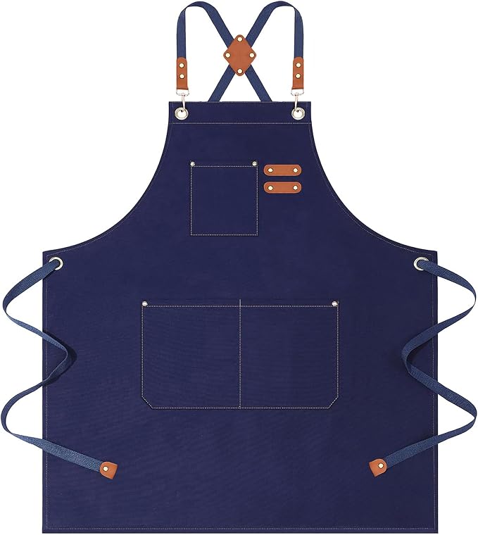 AFUN Aprons for Women Men with Large Pockets, 12-Ounce Cotton Canvas Cross Back Apron by BringYouaFun