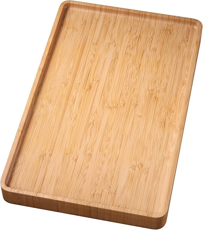 Bamboo Serving Tray,15.8x9.8 Inch Decorative Trays Platter for Coffee Table,Living Room,Bar,Party,Mini Charcuterie Boards Cheese Board,Home Decor（Natural）