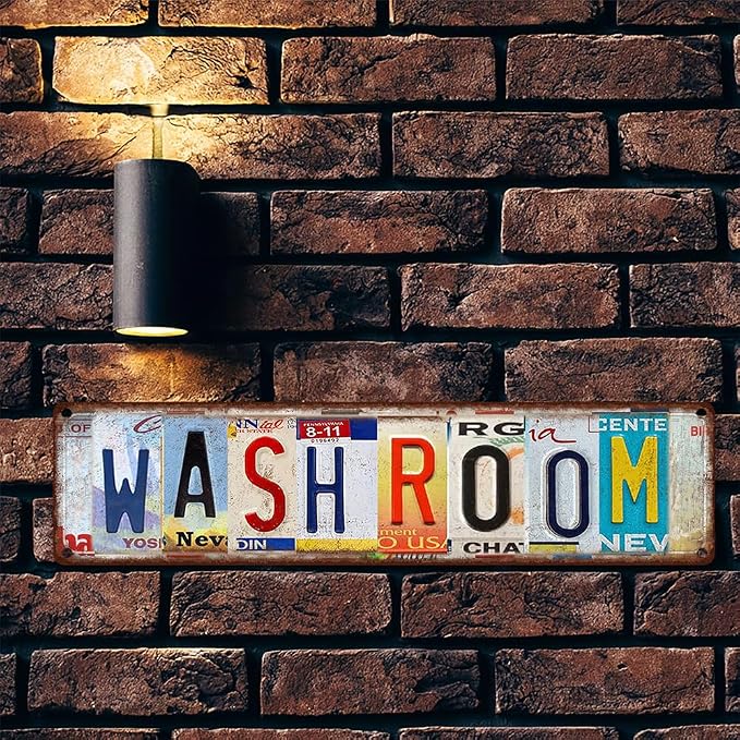 Wash Room Metal Sign - Vintage Aluminum Tin Plaque 4x16 Inch - License Plate Style Bathroom Decor - Image 5