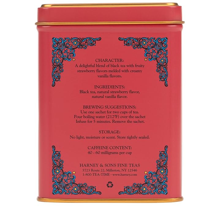 Harney & Sons Strawberry Vanilla, Flavored Black Tea, HT Line, 20 sachets