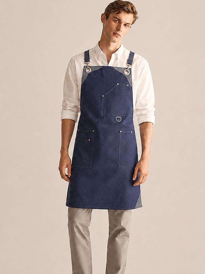 Professional Work Apron for Men & Women – 100% Cotton with waterproof Membrane, Cross Back Straps by Unknown