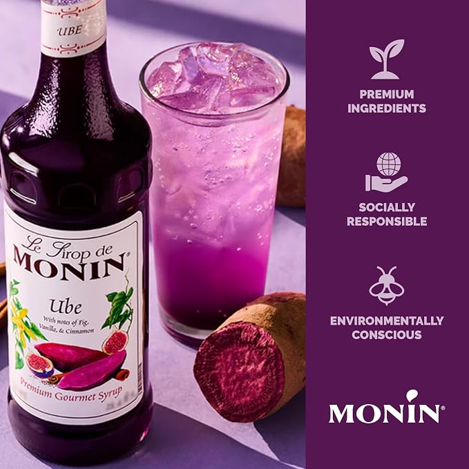 Monin - Ube Blend Syrup, Savory & Sweet, Blended With Notes of Fig, Cinnamon & Vanilla, Great for Lemonades, Boba Tea, & Coffee, Dairy-Free, No Artificial Sweeteners, Gluten-Free (Plastic, 1 Liter) - Image 4