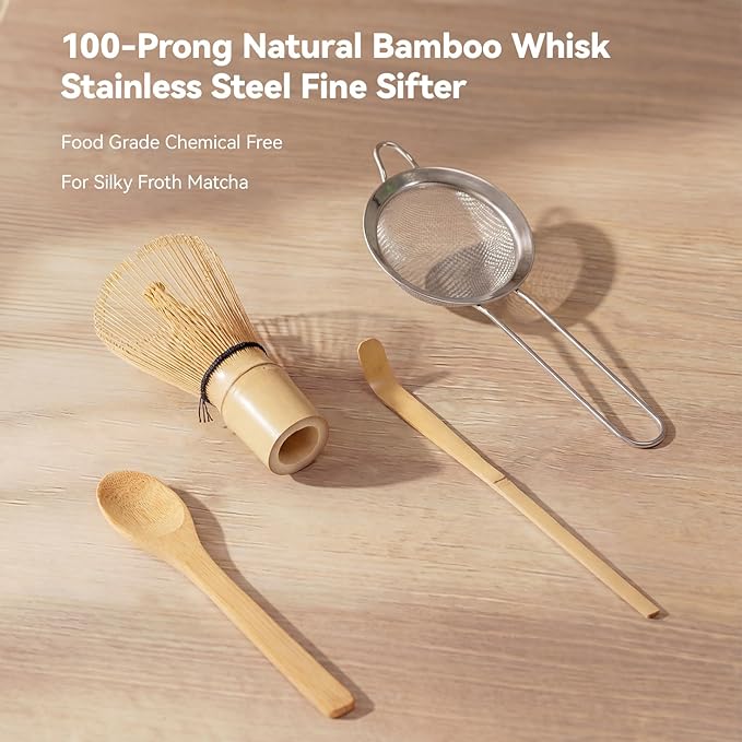 Matcha Whisk Set, Complete Matcha Kit for Authentic Matcha Making, includs Matcha Bowl Chawan Bamboo Whisk (Chasen), Tea Scoop, Whisk Holder 8pcs, Gift for Health-Conscious, Matcha Lovers, Blue