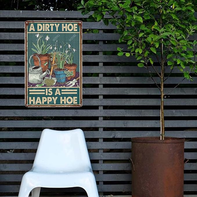 Funny Metal Signs A Dirty Hoe Is A Happy Hoe Vintage Tin Sign Retro Wall Decor for Home Office Farmhouse Yard Garden Shop Cafe Indoor Outdoor 8×12 Inches - Image 5
