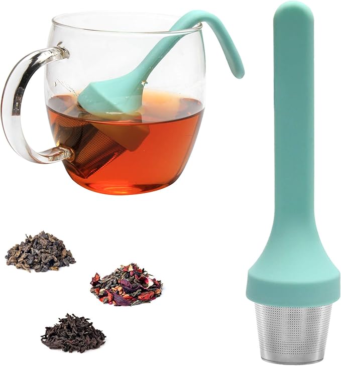 Fenshine Tea Infuser, Extra Fine Mesh Tea Cup Filter Silicone Handle Stainless Steel Tea Strainer Loose Tea Steeper for Loose Leaf Tea or Herbal Tea