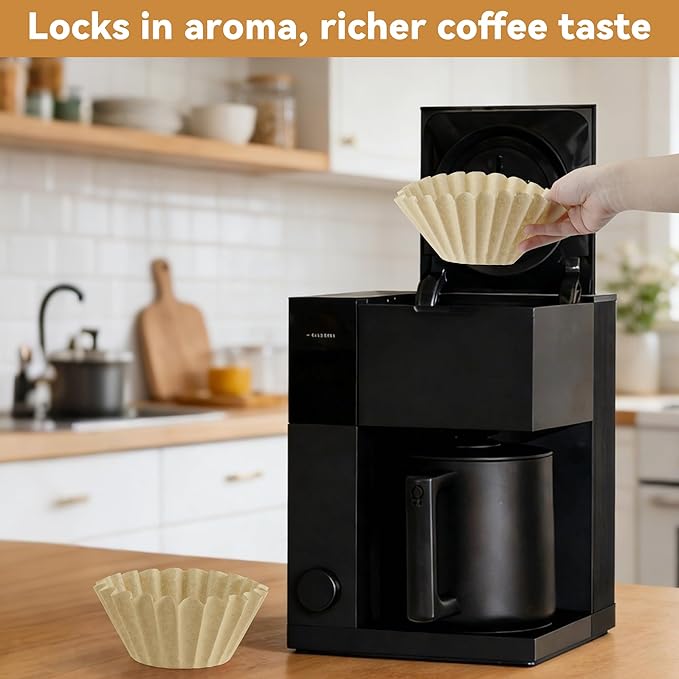 Coffee Filters Compatible with Fellow Coffee Maker, 200 Pcs Extra-Deep Bowl Design Filter Paper for Fellow Aiden Precision 10 Cup Batch Brew Basket