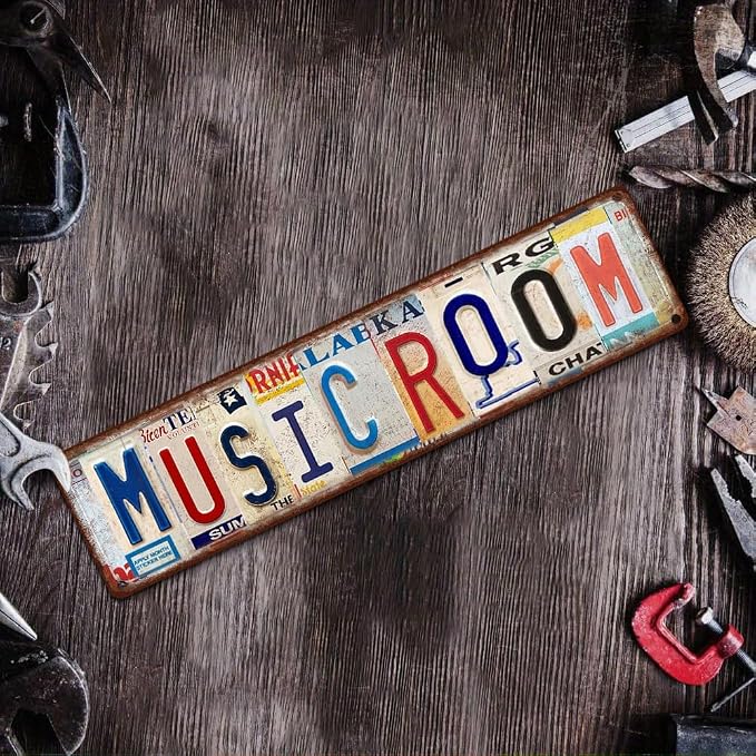 Music Room Metal Sign - Vintage Aluminum Tin Wall Art 4x16 Inch - Garage Band Studio Bar Decor - Image 6