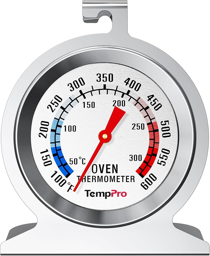 TempPro Oven Thermometer for Gas Oven, 50-300°C/100-600°F Smoker Temperature Gauge with 431 Stainless Steel, Analog Instant Read Cooking Thermometer (Previously ThermoPro)