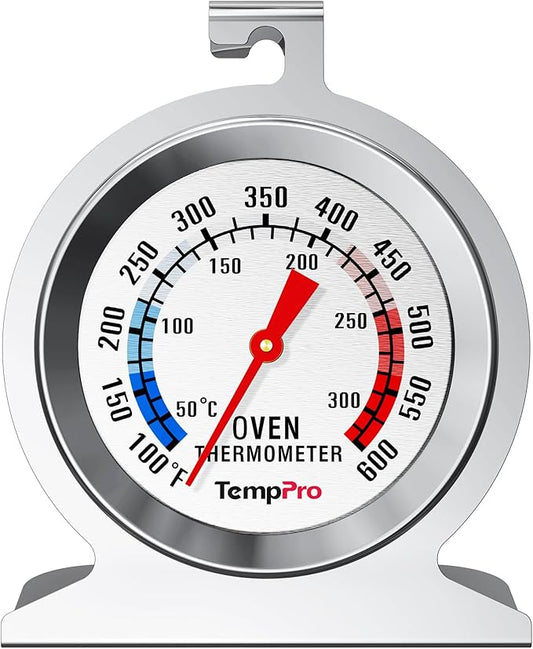 TempPro Oven Thermometer for Gas Oven, 50-300°C/100-600°F Smoker Temperature Gauge with 431 Stainless Steel, Analog Instant Read Cooking Thermometer (Previously ThermoPro)