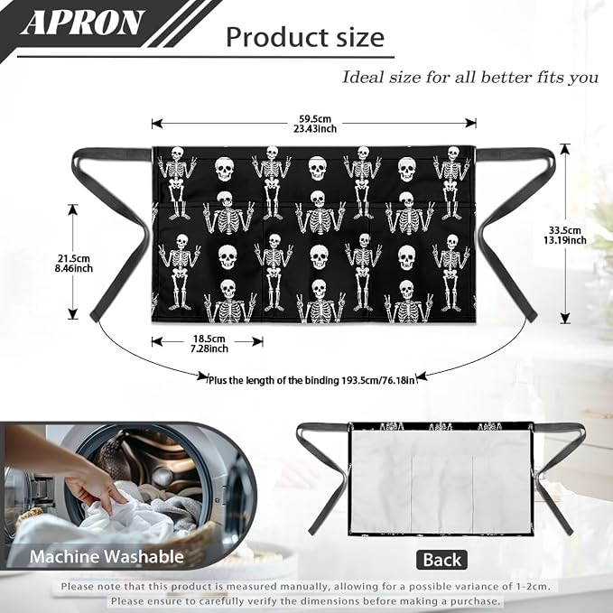 Server Apron with 3 Pockets 13 Inch Short Half Waist Aprons Waterproof Cooking Aprons for Women Men - Image 7