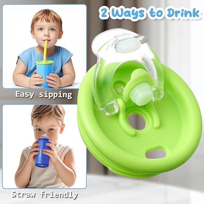 2 PACK Kids Double Walled Stainless Steel Cups with Straws and lids | 12 oz Spill-Proof Sippy Smoothie Tumbler Set, Small Kids Snack & Drink Water Cups, BPA-Free (Age: 3+ years old & up)