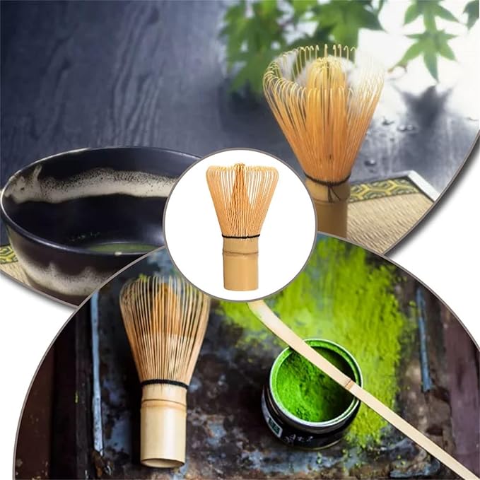 Matcha Whisk 100 Prong Natural Bamboo Tea Powder Whisk Semi Handmade Chasen for Making and Stirring Matcha Golden Bamboo Matcha Green Tea Whisk (2)