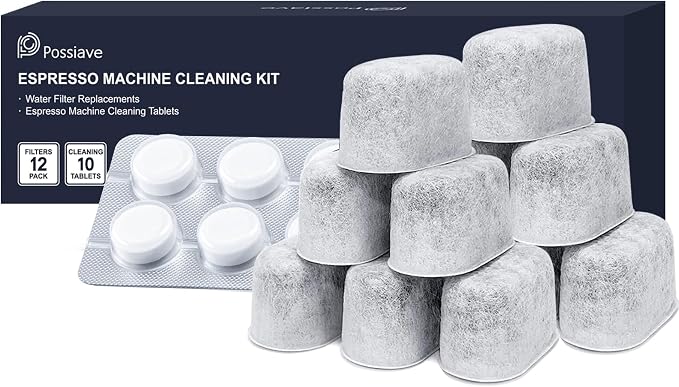 possiave 12-Pack Charcoal Water Filters and 10-pack Cleaning Tablets for Breville Espresso Machines, Breville Cleaning kit - Espresso Accessories - Image 8
