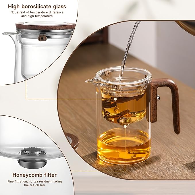 Tea Infuser Enchanti Tea Pot, Magic Glass Teapot with Infusers for Loose Tea, Detachable Glass Tea Brewer, Ideal for Tea Steeper 1000ML/33.82oz