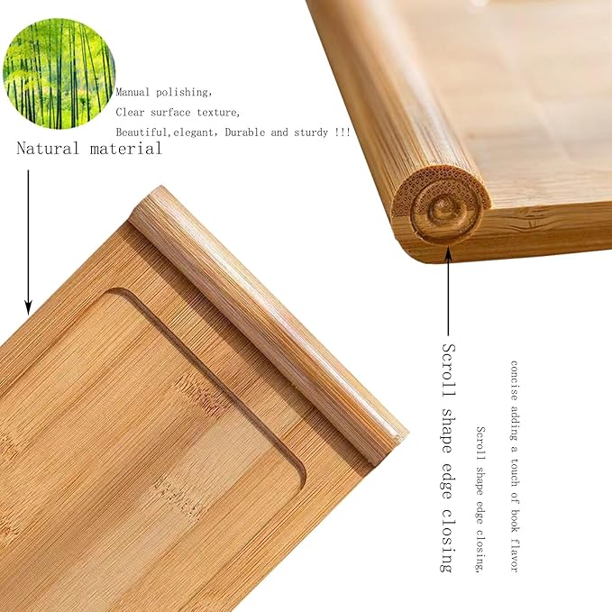 Arlai Serving Trays (10.63 x 5.12x0.39 inch/LxWxH) Tasteful Small Bamboo Gongfu Tea Table Serving Tray 27x13x1cm