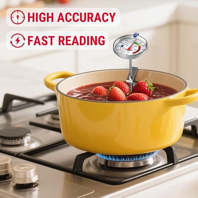 TempPro Candy Thermometer with Pot Clip, 9" Long Probe Deep Fry Oil Thermometer for Frying & Candy Making, Fryer Cooking Thermometer fo Chocolate, Caramel, Baking - 2 Pack (Previously ThermoPro)