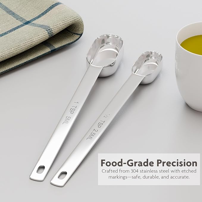 2g (1tsp|5ml) Matcha Scoop, Stainless Steel Slender Measuring Spoon for Matcha Tea Powder