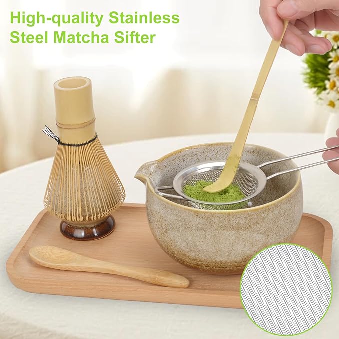 Numola 4pcs Matcha Set with Traditional Starter Set, Matcha Whisk Set for Tea Lovers, Matcha Kit Accessories for Whisk, Traditional Tea Scoop, Spoon, Sifter