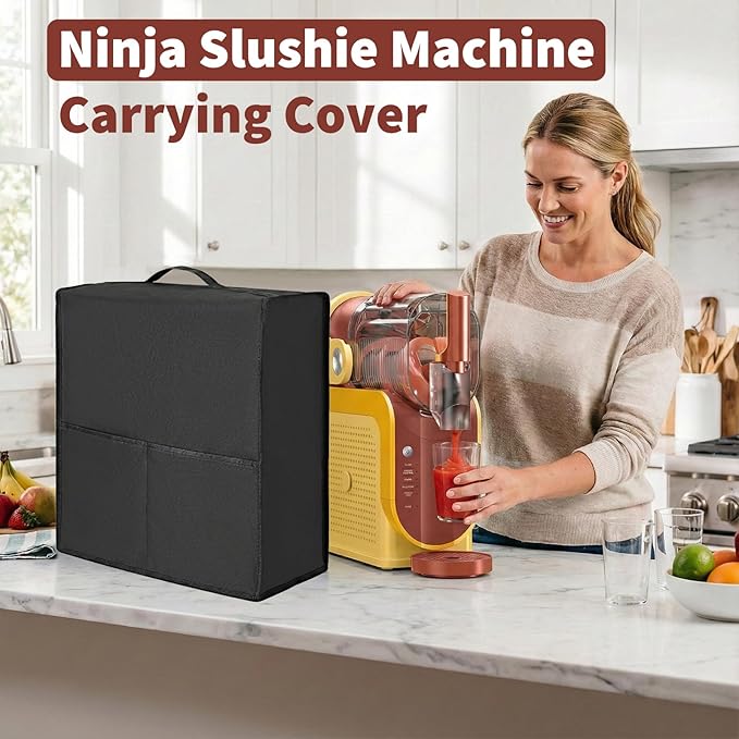 Premium 600D Waterproof Dust Cover for Ninja SLUSHi Machine FS301OR/ FS301 - Waterproof DustProof, Multi-Pocket,Custom Fit Cover for Ninja SLUSHi Professional Frozen Drink Maker