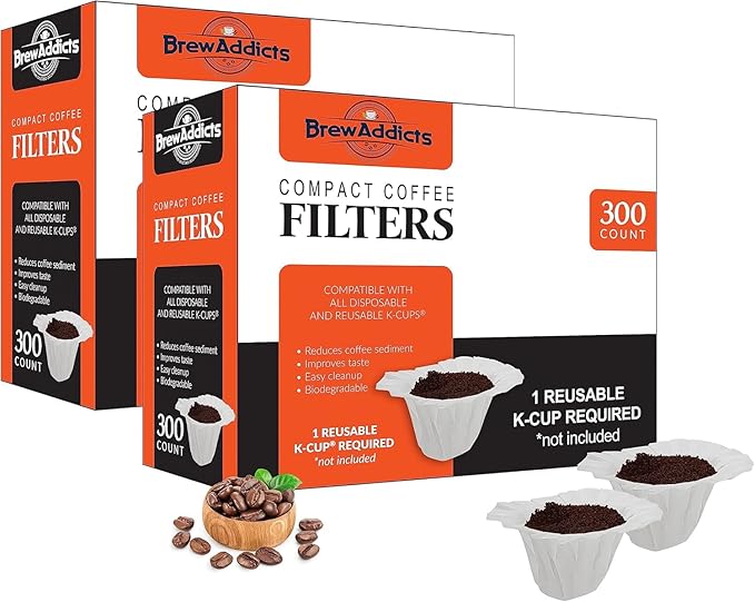 600 Paper Coffee Filters - Compact design White Single-Use Coffee Filter Compatible with Keurig 1.0 & 2.0