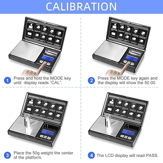 THINKSCALE 𝗚𝗿𝗮𝗺 𝗦𝗰𝗮𝗹𝗲, 𝟮𝟬𝟬𝗴/𝟬.𝟬𝟭𝗴 Mini Pocket Scale with 6 Units, Steelyards, Tare, Scales Digital Weight Grams for Jewelry, Medicine, Coffee, Herb, Cal Weight Included