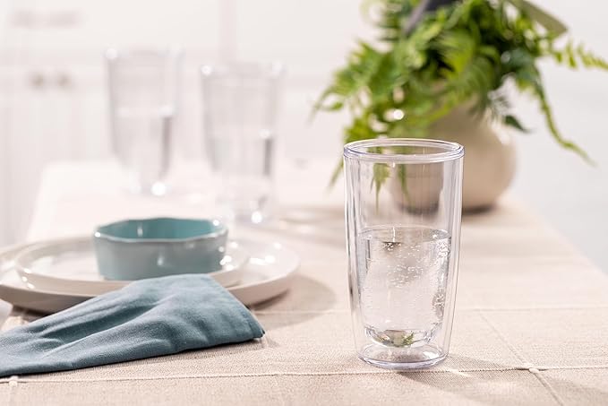 Tervis Crystal Clear Tabletop Made in USA Double Walled Insulated Tumbler Travel Cup Keeps Drinks Cold & Hot, 16oz, Classic