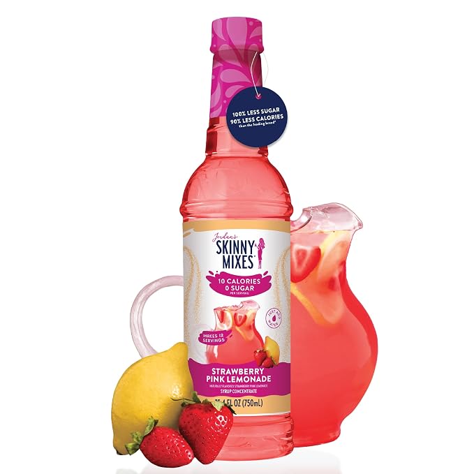 Jordan's Skinny Mixes Sugar Free Syrup, Strawberry Pink Lemonade, Fruit Flavored Water Enhancer, Drink Mix Iced Tea, Lemonade, Drinks, Low Calorie Water Flavoring, Dairy & Gluten Free, Kosher, 25.4 Fl Oz - Image 3