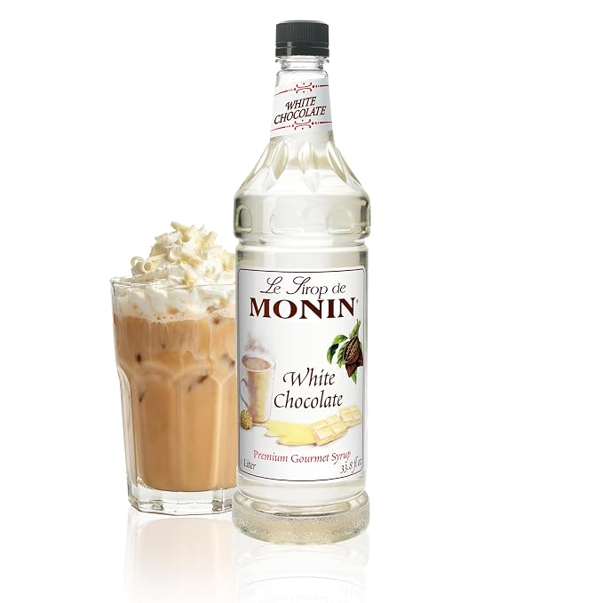 Monin - White Chocolate Syrup | Premium Syrup for Lattes, Mochas & More | Clean Label with No Artificial Flavors, No Artificial Preservatives (BPA-Free Plastic Bottle, 1 Liter) by Monin
