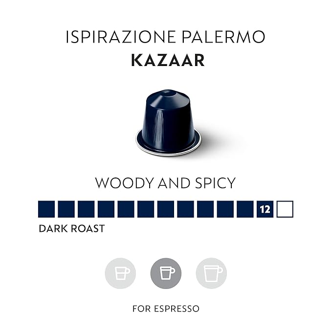 Nespresso Capsules Original Line, Kazaar Intenso, Dark Roast Coffee, 50 Count Coffee Pods