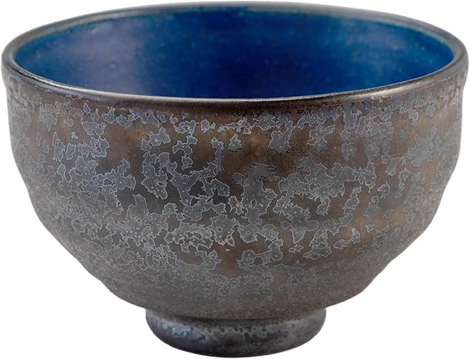 Asayu Japan Matcha Bowl, Handmade in Gifu Japanese Ceramic Chawan, 12 x 7.8 cm, 500ml, Microwave Safe for Tea Ceremoney, Green Tea, Pottery - Kurogane Blue