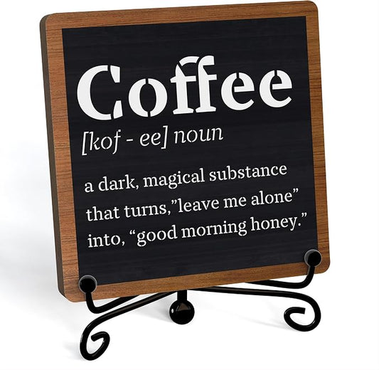Coffee Bar Decor For Bar, Funny Cute Coffee Signs For Station Cafe Shop, Table Desk Kitchen Shelf Corner Decorations And Accessories (coffe-04) by JUSITAKEET