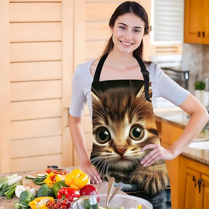 Funny Cat Apron with 2 Pockets Waterproof for Men Women Kitchen Garden Decor - Image 5