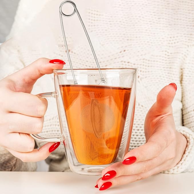 Yinder 36 Pcs Snap Tea Infuser Steeper Strainers for Loose Tea Filter Holder Tong Pincer Steeper Metal Stainless Steel Mesh Ball with Handle Reusable