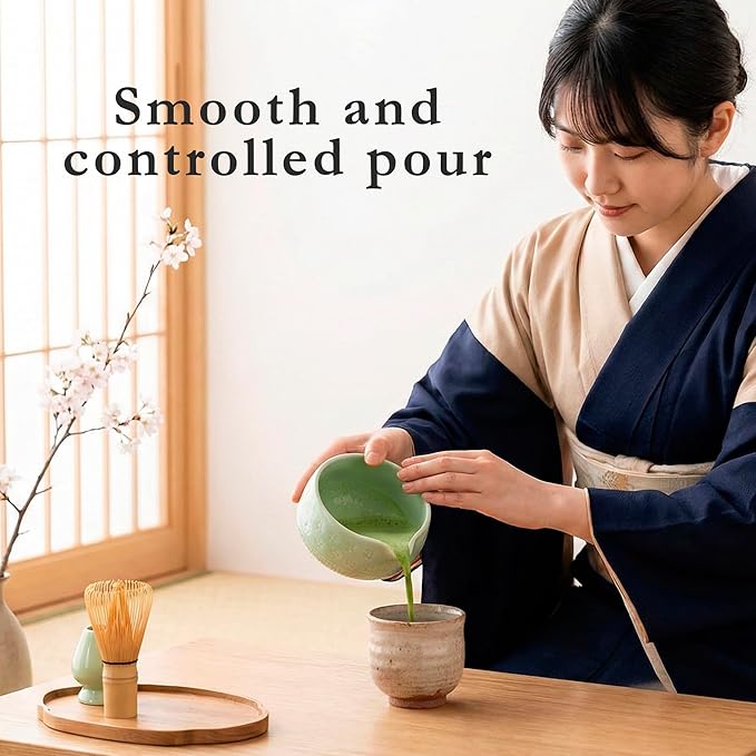 Matcha Whisk Set, Ceramic Matcha Set with Bowl, Bamboo Whisk, Scoop, Strainer, Scoop Rest, Holder, Cloth + Instruction Handbook – Traditional Japanese Tea Ceremony Kit